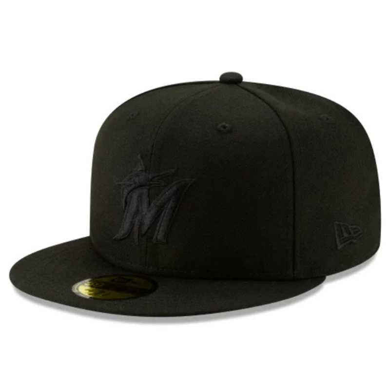 Miami Marlins Black on Basic New Era 59FIFTY Fitted Hat