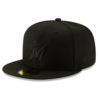 Miami Marlins Black on Basic New Era 59FIFTY Fitted Hat