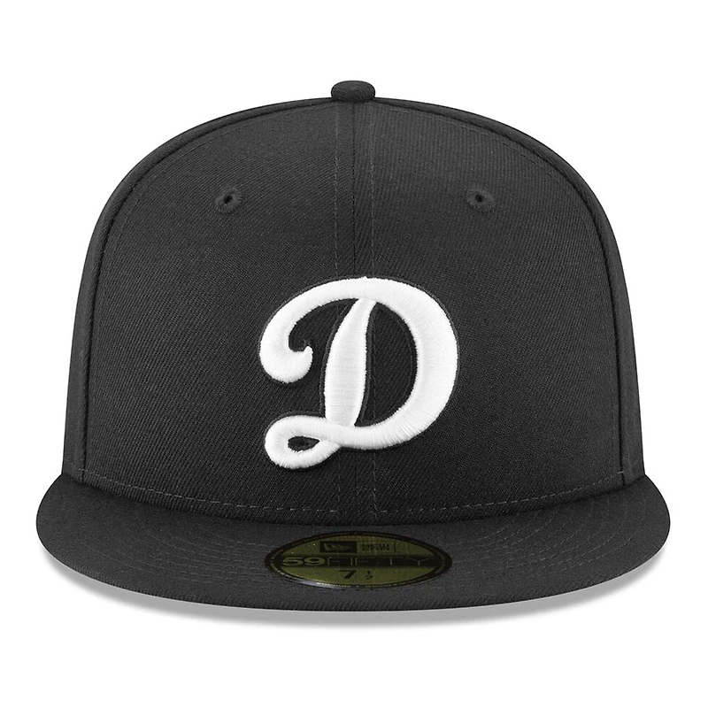 Los Angeles Dodgers Secondary D Logo Black and White Basic New Era 59FIFTY Fitted Hat