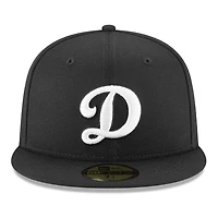 Los Angeles Dodgers Secondary D Logo Black and White Basic New Era 59FIFTY Fitted Hat