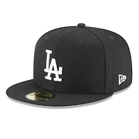 Los Angeles Dodgers Black and White Basic New Era 59FIFTY Fitted Hat