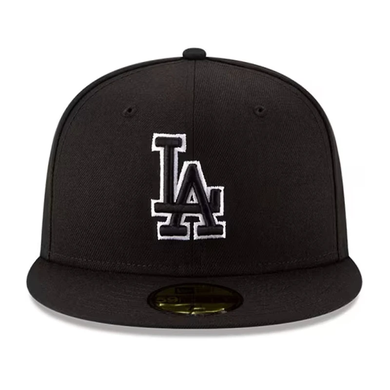 Los Angeles Dodgers Black White Outline Basic New Era 59FIFTY Fitted Hat