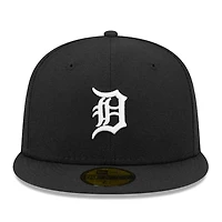 Detroit Tigers Black and White Basic New Era 59FIFTY Fitted Hat