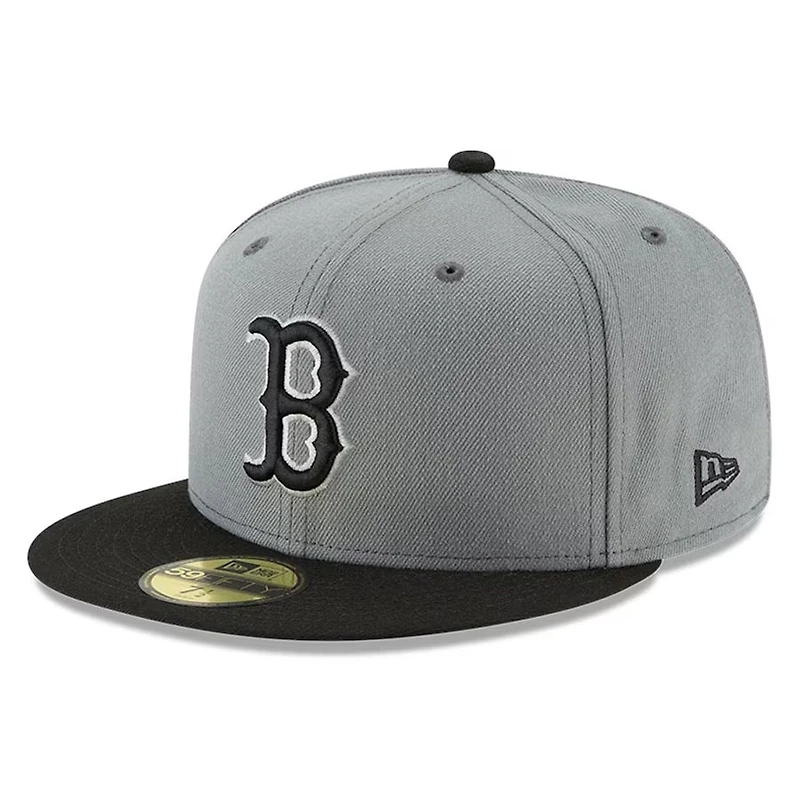 Boston Red Sox Gray and Black Basic New Era 59FIFTY Fitted Hat