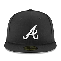 Atlanta Braves Black and White Basic New Era 59FIFTY Fitted Hat