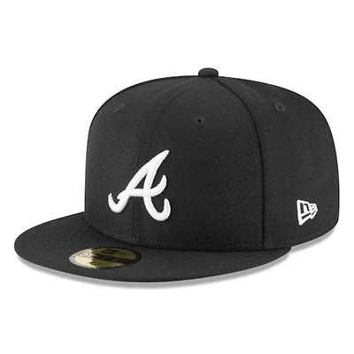 Atlanta Braves Black and White Basic New Era 59FIFTY Fitted Hat