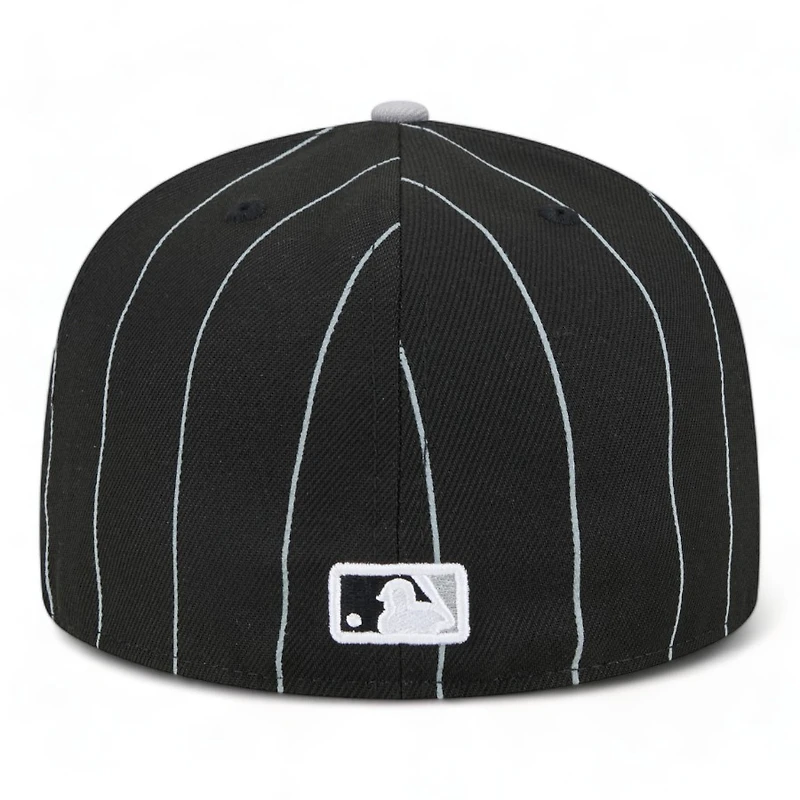 Chicago White Sox Black Throwback Pinstripes New Era 59FIFTY Fitted Hat
