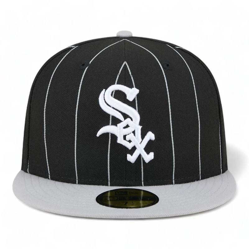 Chicago White Sox Black Throwback Pinstripes New Era 59FIFTY Fitted Hat