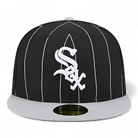 Chicago White Sox Black Throwback Pinstripes New Era 59FIFTY Fitted Hat