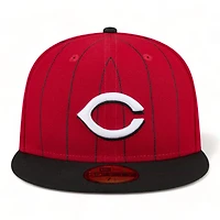 Cincinnati Reds Red Throwback Pinstripes New Era 59FIFTY Fitted Hat