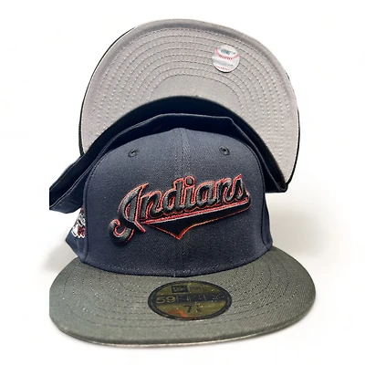 Cleveland Indians Navy Black Two Tone NBS Pack 2009 ASG Patch Gray UV New Era 59FIFTY Fitted Hat