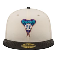 Arizona Diamondbacks Chrome Black Leather Visor New Era 59FIFTY Fitted Hat