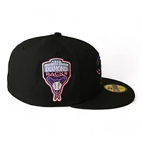 Arizona Diamondbacks All Black Pink & Purple Metallic 1998 Inaugural Patch UV New Era 59FIFTY Fitted Hat