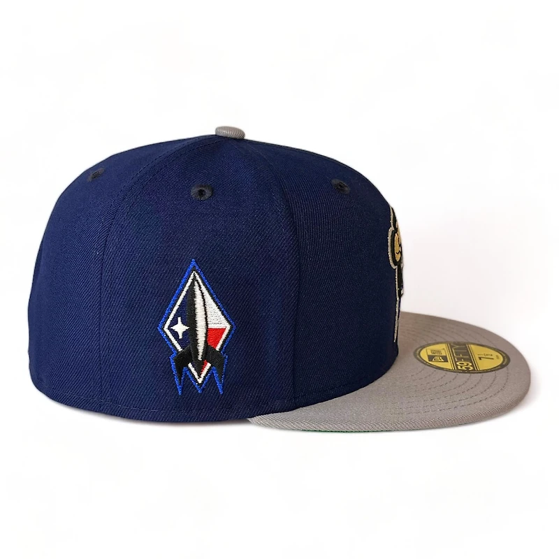 Sugar Land Space Cowboys Navy Gray Two Tone Logo Patch Green UV New Era 59FIFTY Fitted Hat