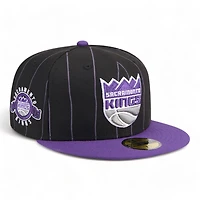 Sacramento Kings Black Throwback Pinstripes New Era 59FIFTY Fitted Hat