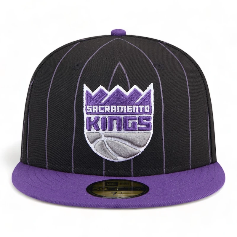 Sacramento Kings Black Throwback Pinstripes New Era 59FIFTY Fitted Hat