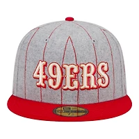 San Francisco 49ers Gray Heather Pinstripe NFL New Era 59FIFTY Fitted Hat