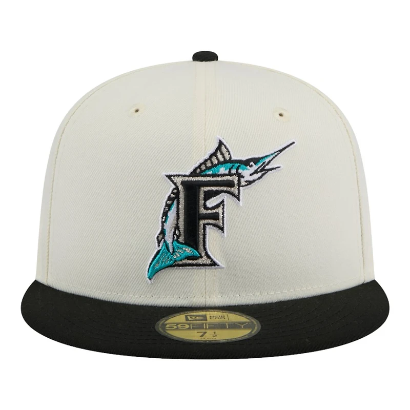 Florida Marlins Chrome Black Two Tone New Era 59FIFTY Fitted Hat