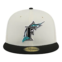 Florida Marlins Chrome Black Two Tone New Era 59FIFTY Fitted Hat