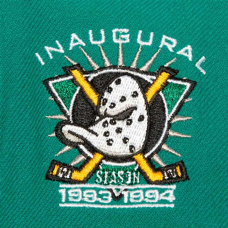 Anaheim Ducks Teal Green Inaugural Season Patch Mitchell & Ness NHL Dynasty Fitted Hat