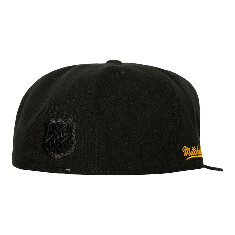 Pittsburgh Penguins Black 5X Stanley Cup Champs Patch Mitchell & Ness NHL Dynasty Fitted Hat