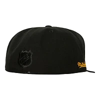 Pittsburgh Penguins Black 5X Stanley Cup Champs Patch Mitchell & Ness NHL Dynasty Fitted Hat