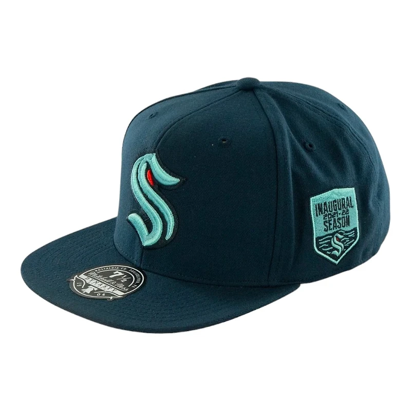 Seattle Kraken Navy Inaugural Season Patch Mitchell & Ness NHL Dynasty Fitted Hat