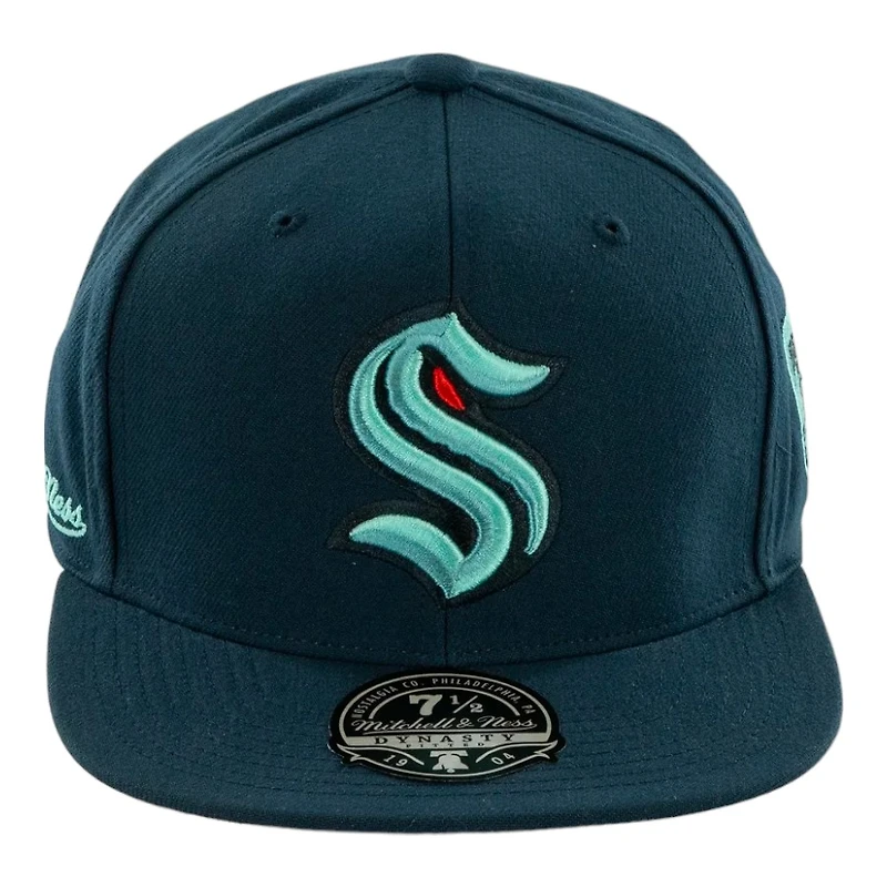 Seattle Kraken Navy Inaugural Season Patch Mitchell & Ness NHL Dynasty Fitted Hat