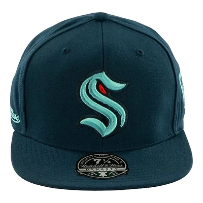 Seattle Kraken Navy Inaugural Season Patch Mitchell & Ness NHL Dynasty Fitted Hat