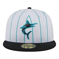 Miami Marlins White 2024 Batting Practice New Era 59FIFTY Fitted Hat