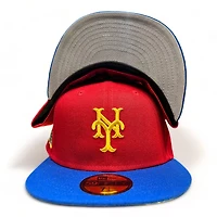 New York Mets Red Two Tone King X Slim Pack 25th Anni Patch Gray UV Era 59FIFTY Fitted Hat