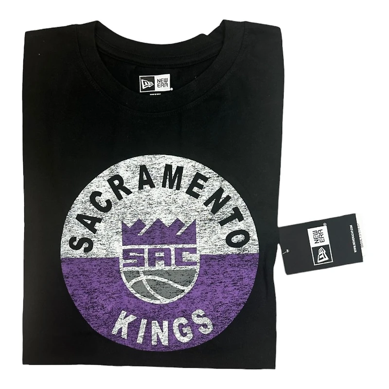 Sacramento Kings Black Weathered Logo New Era T-Shirt