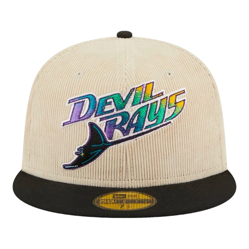 Tampa Bay Devil Rays Off White Cord Classic New Era 59FIFTY Fitted Hat