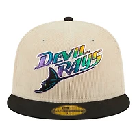 Tampa Bay Devil Rays Off White Cord Classic New Era 59FIFTY Fitted Hat