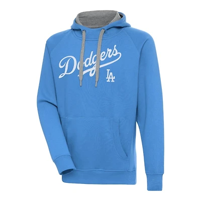 Los Angeles Dodgers Sky Blue Script Victory Antigua Mens Long Sleeve Hoodie