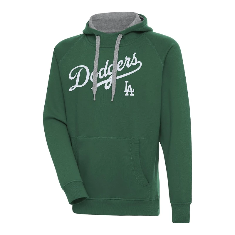 Los Angeles Dodgers Dark Green Script Victory Antigua Mens Long Sleeve Hoodie