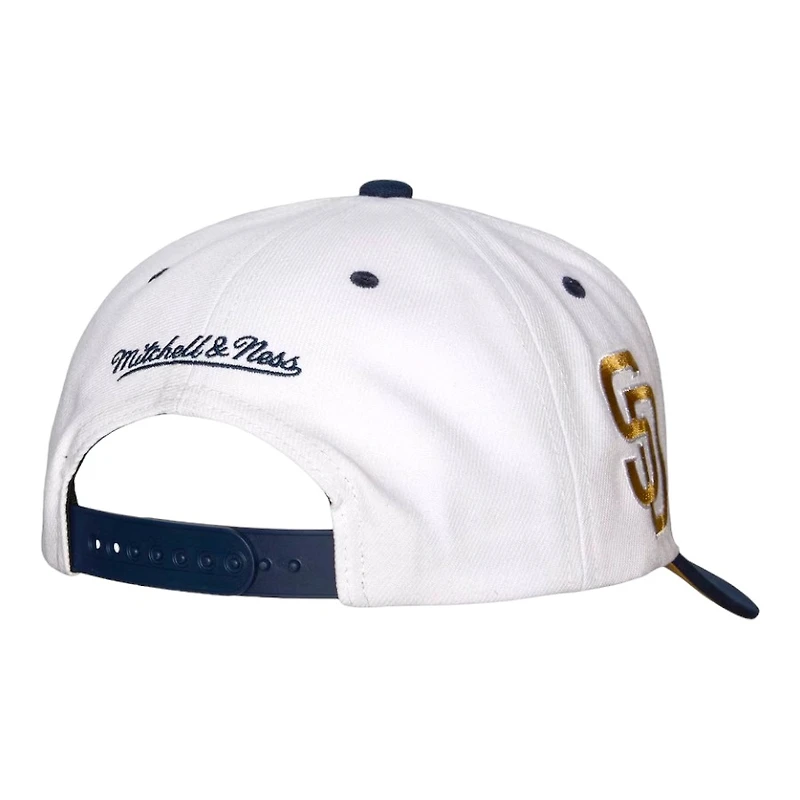 San Diego Padres White Navy Mitchell & Ness Pro Crown Snapback Hat