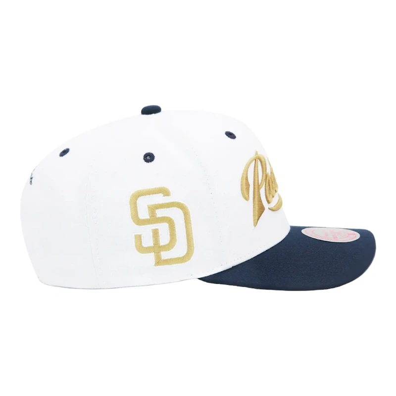 San Diego Padres White Navy Mitchell & Ness Pro Crown Snapback Hat