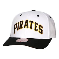 Pittsburgh Pirates White Black Mitchell & Ness Pro Crown Snapback Hat