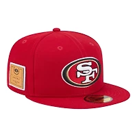 San Francisco 49ers Red Court Sport Leather Patch NFL New Era 59FIFTY Fitted Hat