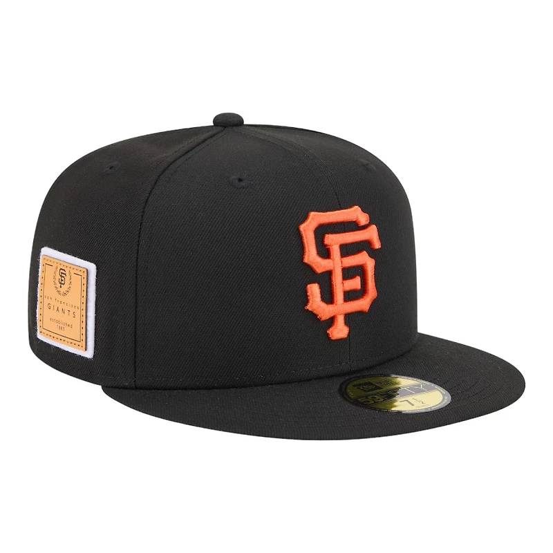 San Francisco Giants Black Court Sport Leather Patch New Era 59FIFTY Fitted Hat