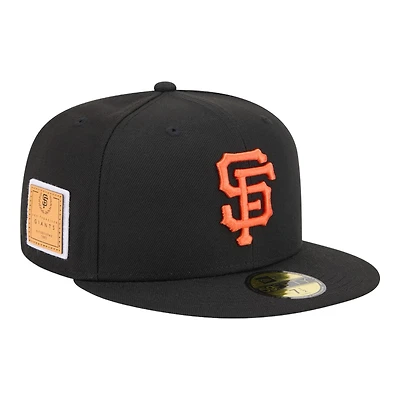 San Francisco Giants Black Court Sport Leather Patch New Era 59FIFTY Fitted Hat