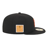 San Francisco Giants Black Court Sport Leather Patch New Era 59FIFTY Fitted Hat