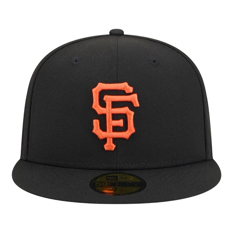 San Francisco Giants Black Court Sport Leather Patch New Era 59FIFTY Fitted Hat