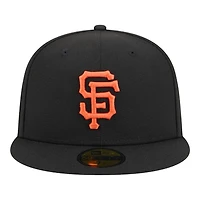 San Francisco Giants Black Court Sport Leather Patch New Era 59FIFTY Fitted Hat