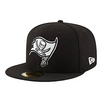 Tampa Bay Buccaneers Black and White Basic New Era 59FIFTY Fitted Hat