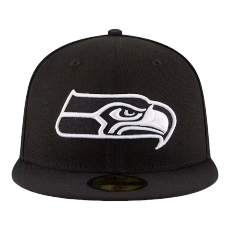 Seattle Seahawks Black and White Basic New Era 59FIFTY Fitted Hat