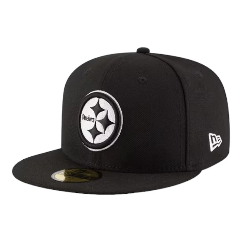 Pittsburgh Steelers Black and White Basic New Era 59FIFTY Fitted Hat