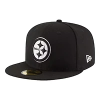 Pittsburgh Steelers Black and White Basic New Era 59FIFTY Fitted Hat
