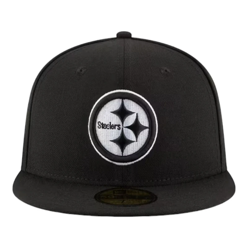 Pittsburgh Steelers Black and White Basic New Era 59FIFTY Fitted Hat